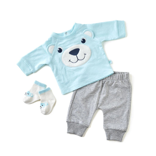 Blue Bear Baby Outfit With Socks - Size 9 Months for Stuffed Animals | Build-A-Bear® - US 1294