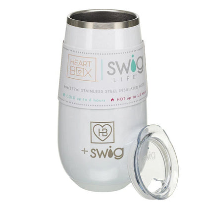 6 oz. HeartBox x Swig Life White Stemless Flute | Build-A-Bear® - US 1661