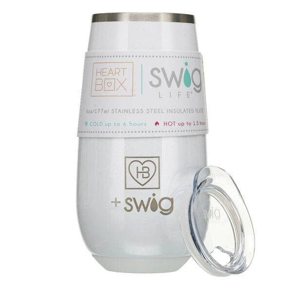 6 oz. HeartBox x Swig Life White Stemless Flute | Build-A-Bear® - US 1661