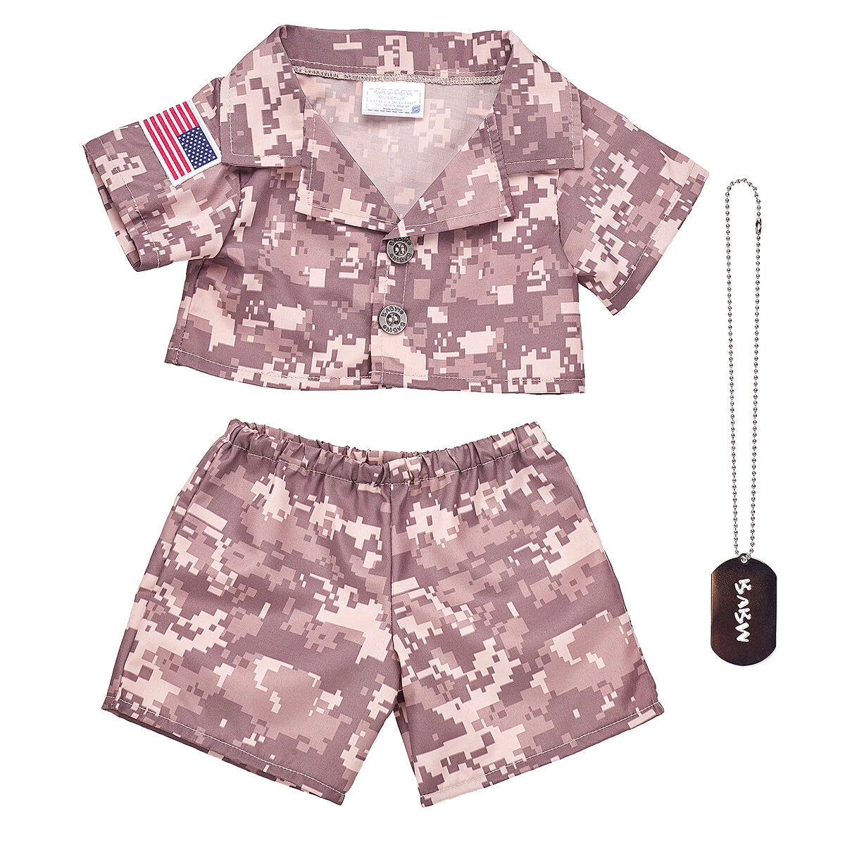 Khaki Digital Camo Uniform with USA Flag for Stuffed Animals | Build-A-Bear® - US 3440