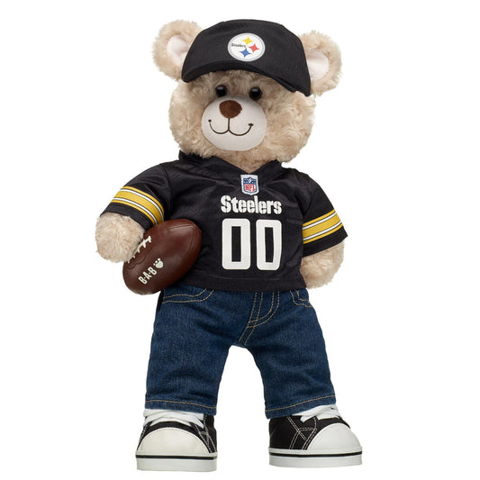 Pittsburgh Steelers Happy Hugs Teddy Bear Hat &amp; Football Set - US 7976