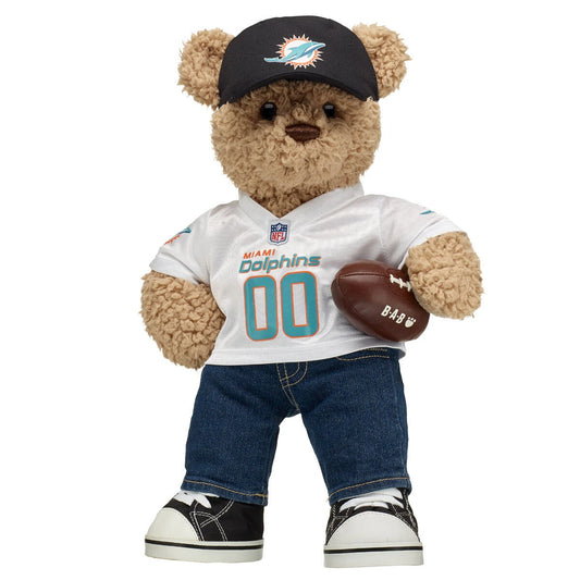 Miami Dolphins Timeless Teddy Bear Fan Hat &amp; Football Set - US 6578