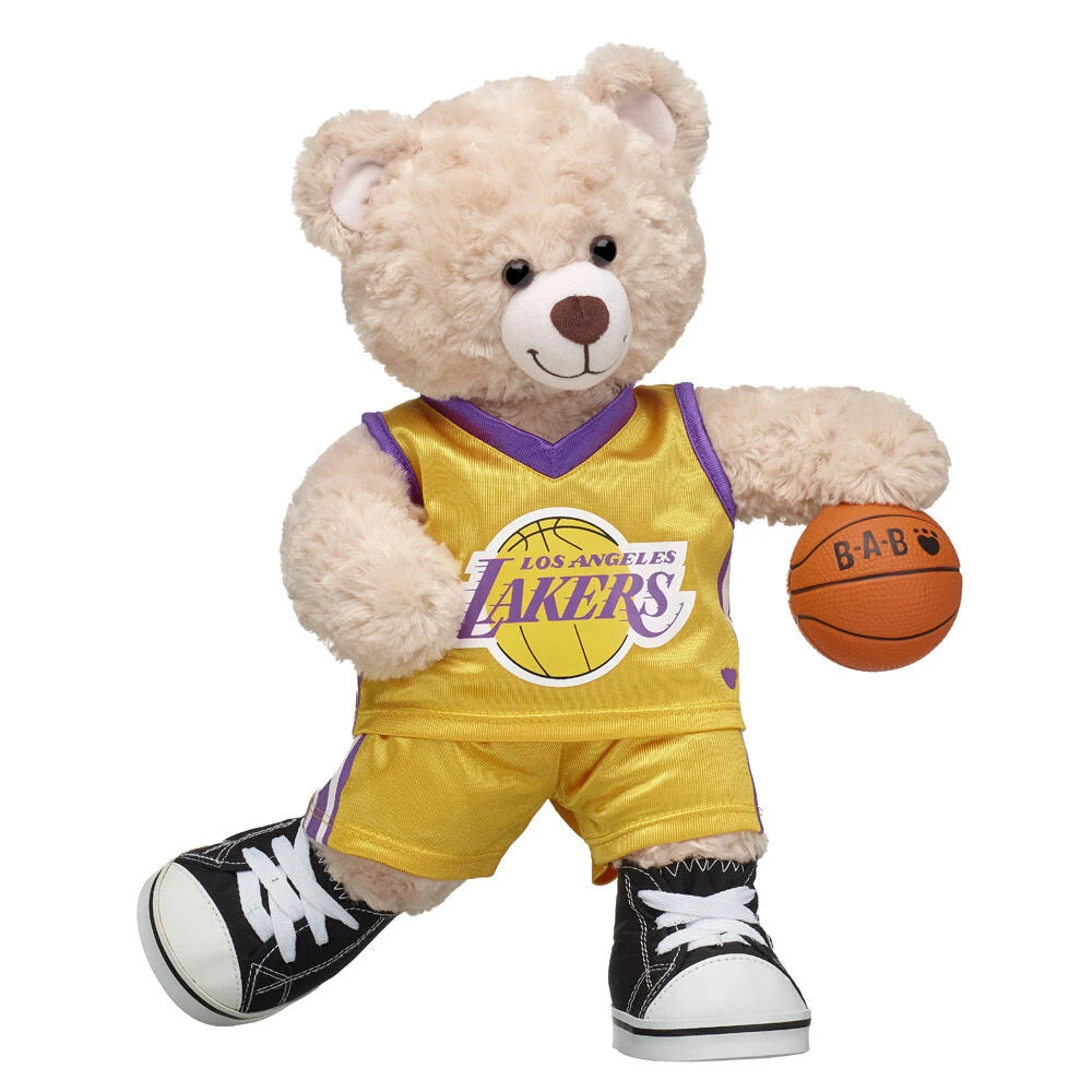 Los Angeles Lakers Happy Hugs Teddy Bear Basketball Gift Set | Build-A-Bear® - US 4767