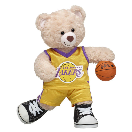Los Angeles Lakers Happy Hugs Teddy Bear Basketball Gift Set | Build-A-Bear® - US 4767