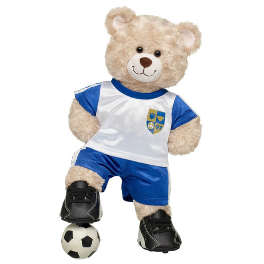Happy Hugs Teddy Bear Blue Soccer Set &amp; Ball | Build-A-Bear® - US 1331