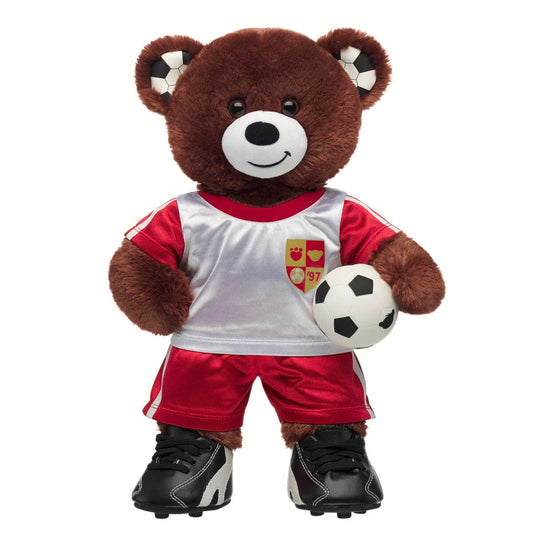 Let's Goal Bear Red Soccer Uniform Gift Set | Build-A-Bear - US 9102
