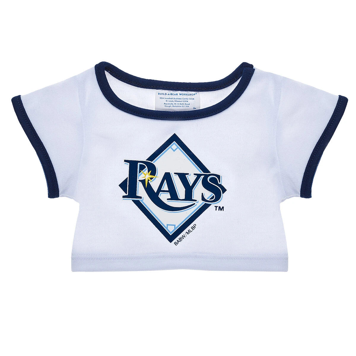 Tampa Bay Rays™ White &amp; Blue Ringer T-Shirt for Stuffed Animals | Build-A-Bear® - US 7924