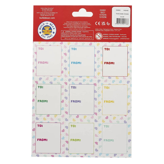 Valentine's Day Tear &amp; Share Sticker Set | Build-A-Bear® - US 6586