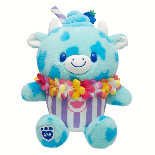 Blue Raspberry Cow Slushie Plushie w/ Lei Necklace | BAB - US 9710