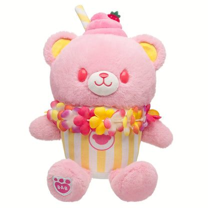 Strawberry Lemonade Bear Slushie Plushie  w/ Lei | BAB - US 5583
