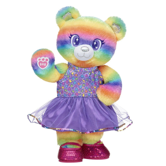 Rainbow Stripes Teddy Bear Leopard Print | Build-A-Bear - US 2201