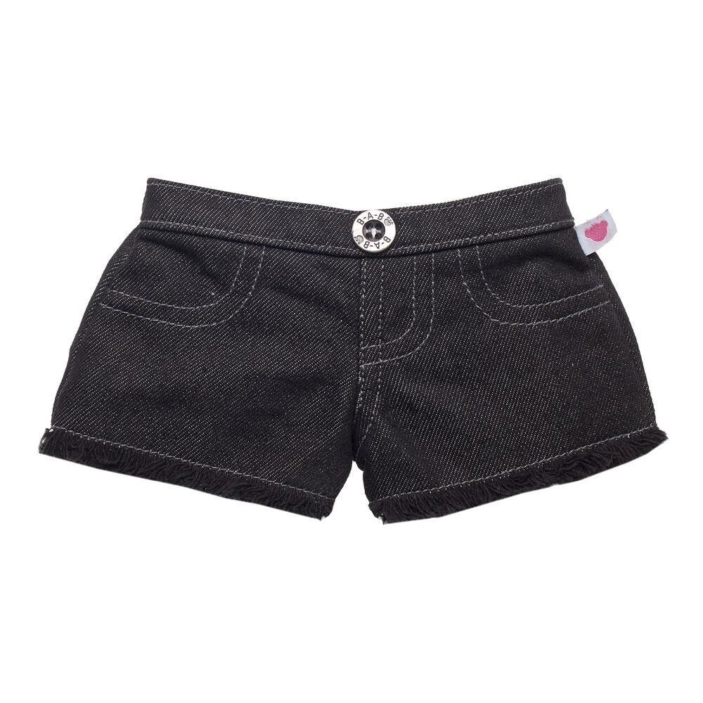 Black Denim Frayed Shorts for Stuffed Animals | Build-A-Bear® - US 6692