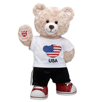 Happy Hugs Teddy Bear USA T-Shirt Gift Set | Build-A-Bear - US 8301