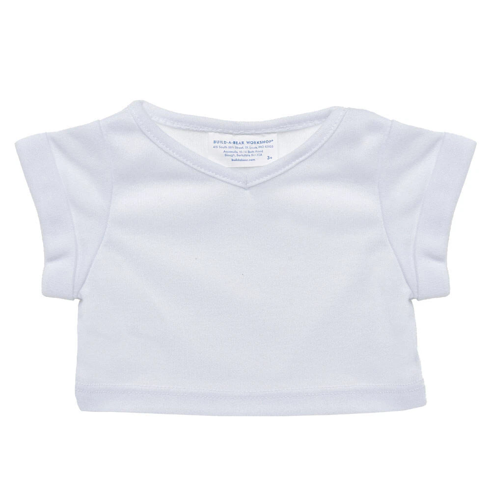 Online Exclusive White V-Neck T-Shirt | Build-A-Bear - US 7964