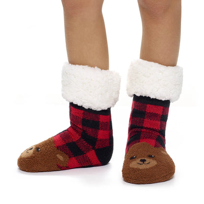 Build-A-Bear Pajama Shop™ Buffalo Check Bear Slipper Socks - Toddler, Youth &amp; Adult - US 4150