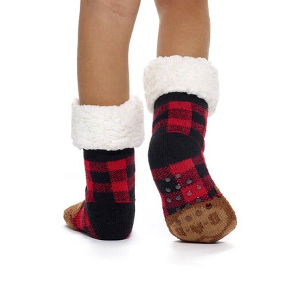 Build-A-Bear Pajama Shop™ Buffalo Check Bear Slipper Socks - Toddler, Youth &amp; Adult - US 4150