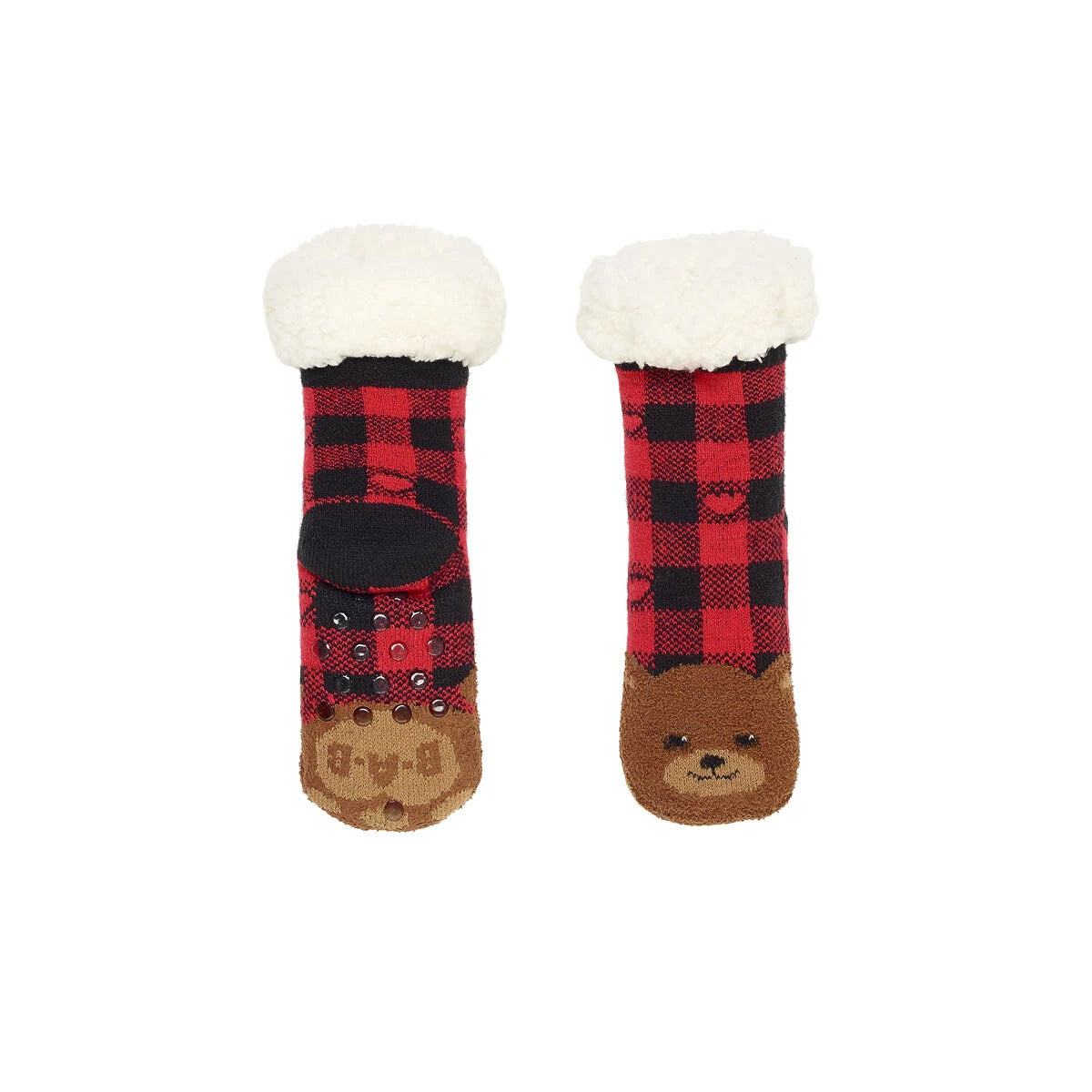 Build-A-Bear Pajama Shop™ Buffalo Check Bear Slipper Socks - Toddler, Youth &amp; Adult - US 4150